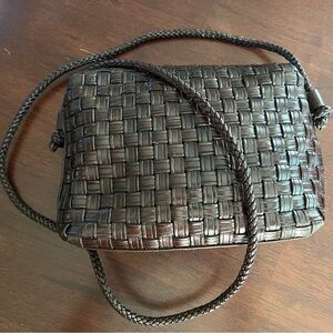 Vintage CEM Woven Purse Shoulder Bag Crossbody Brown Leather Brazil Weave